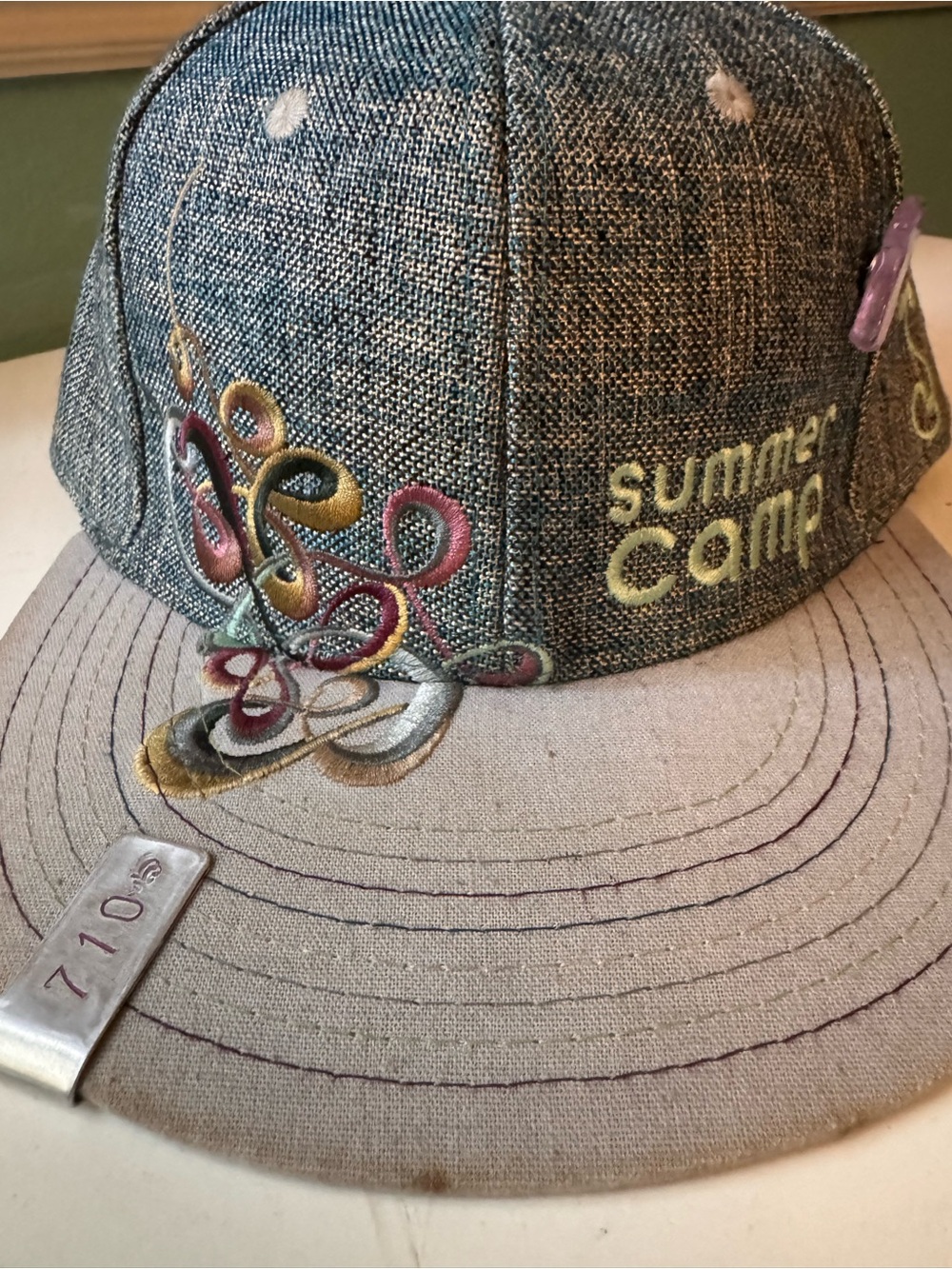 Summer Camp Embroidered Gray Snapback Hat